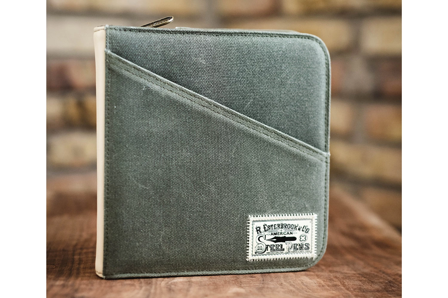 Esterbrook 20 Pen Zipper Canvas Pen Case - Army Green - Image 4