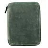 Galen Leather Zippered A5 Notebook Folio - Crazy Horse Forest Green