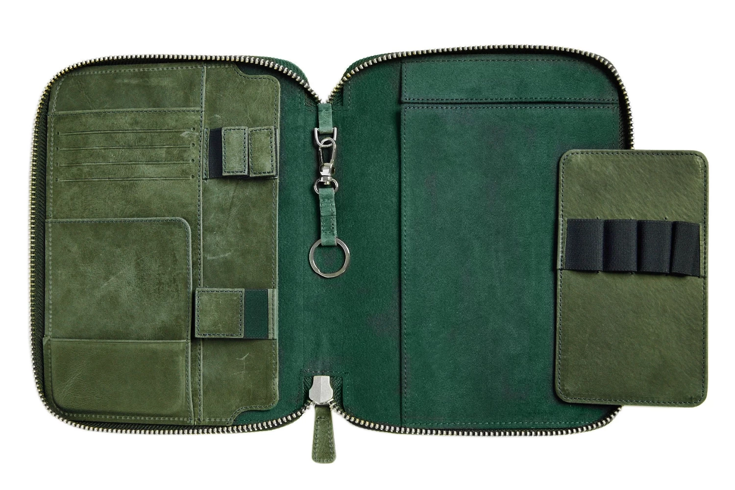 Galen Leather Zippered A5 Notebook Folio - Crazy Horse Forest Green - Image 2
