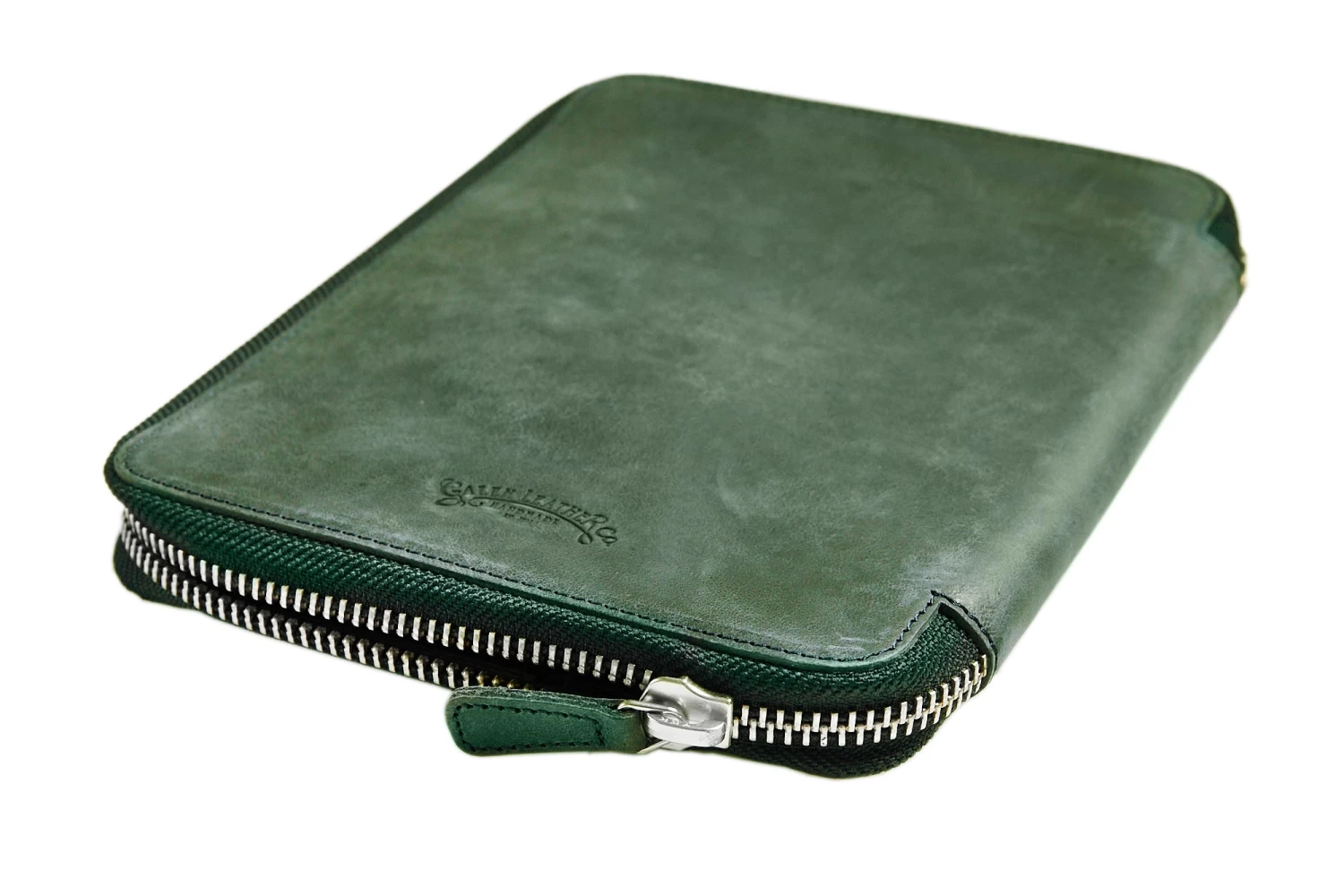 Galen Leather Zippered A5 Notebook Folio - Crazy Horse Forest Green - Image 4