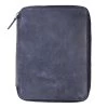 Galen Leather Zippered A5 Notebook Folio - Crazy Horse Navy Blue