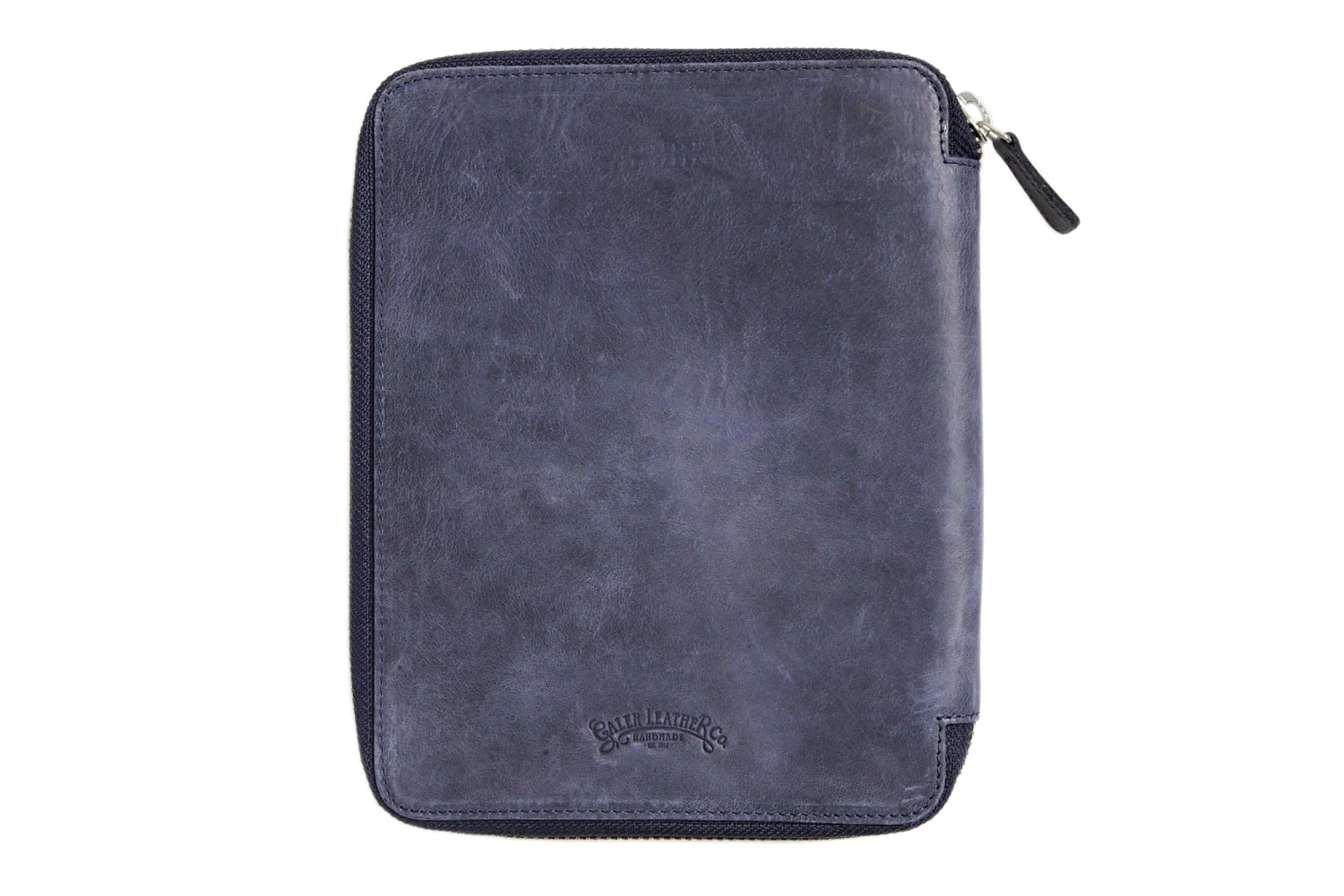 Galen Leather Zippered A5 Notebook Folio - Crazy Horse Navy Blue - Image 3