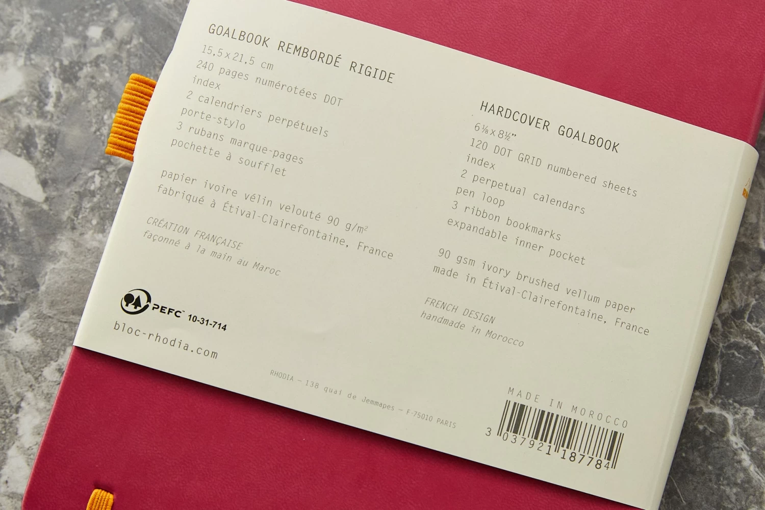 Rhodia Goalbook Dot Grid A5 Hardcover Journal - Raspberry (Ivory Paper) - Image 11