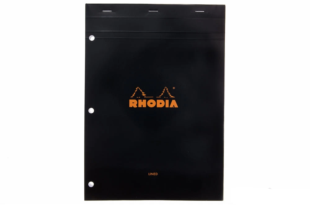 Rhodia No. 18 A4 Notepad - Black, Lined With 3-Hole Punch