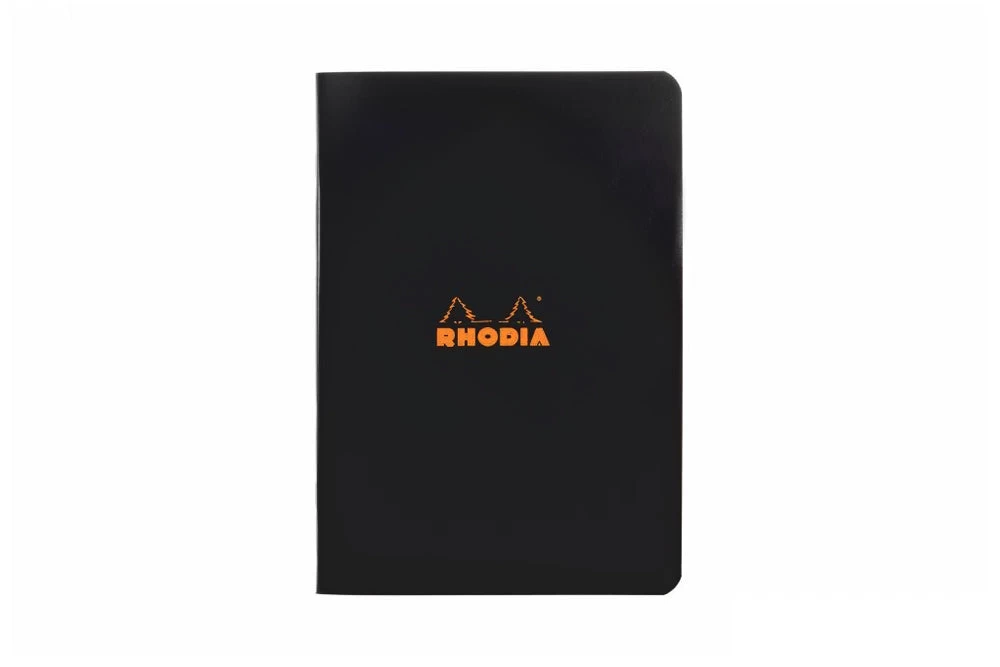 Rhodia Classic Side Staplebound A5 Notebook - Black, Lined